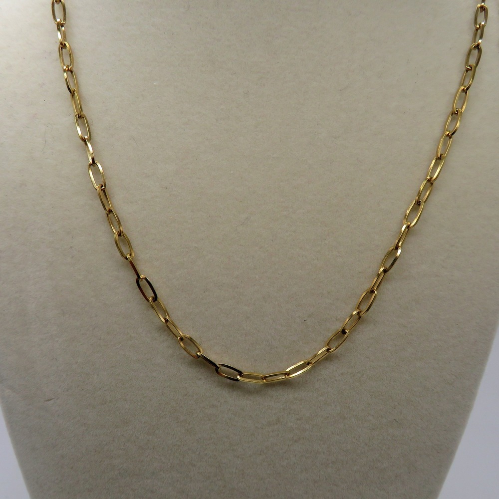 Gold Tone Paperclip Chain Necklace 15 Inch Adjustable Oval Link Layering Choker